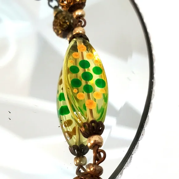 1 of a Kind Vintage CZECH Uranium Glass Boar Necklace 4 Luck - Picture 5 of 11